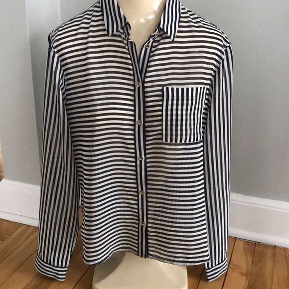Violet & Clare semisheer black/white blouse, med - Picture 1 of 5